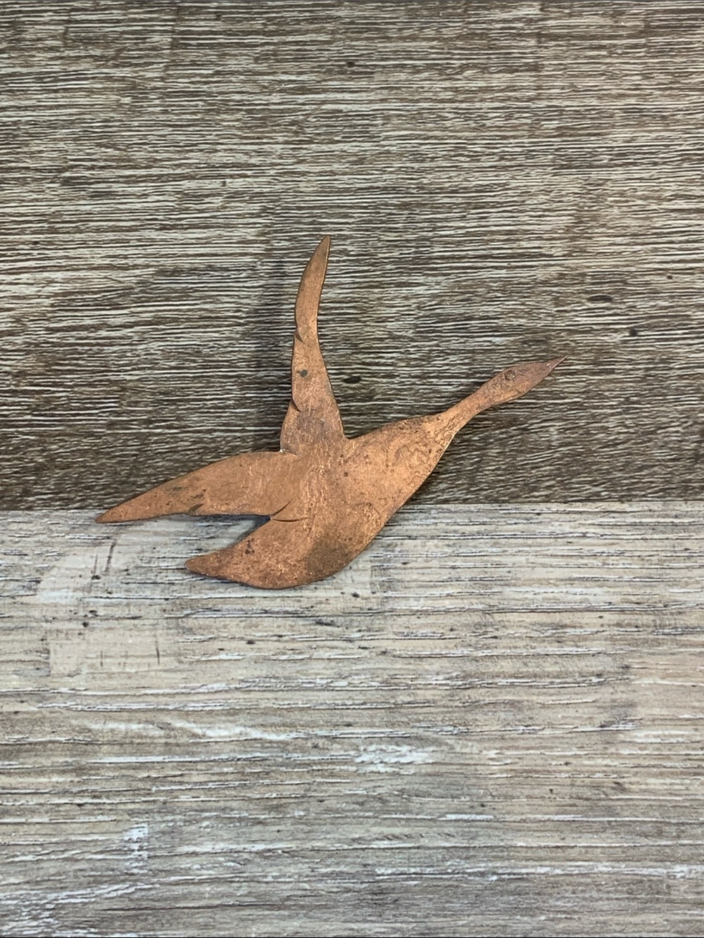 Vintage Copper Bird Pin Brooch